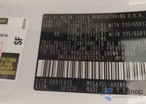 2025 Toyota Corolla Cross L z USA, uszkodzony, nr VIN 7MUAAABG6SV122451